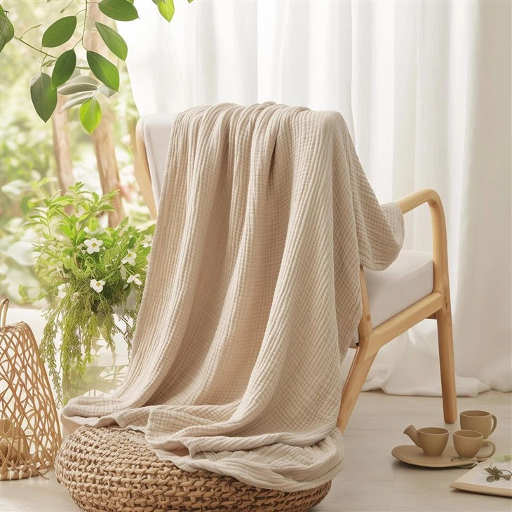 100% Cotton 6-Layer Pre-Shrunk Muslin Blanket factory
